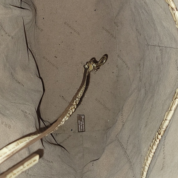 Large Brahmin Tan Croc Embossed Tote Shoulder Bag - Picture 13 of 14